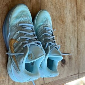 Nike Light Blue and Gold Sneakers